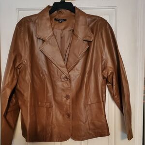 Chadwicks Butter Soft Leather Blazer, fully lined, button front, vented sleeve